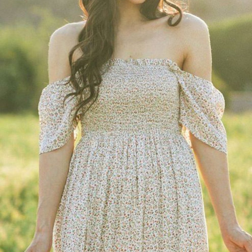 NEW Ditsy Floral Smock Square Neck Boho Maxi Dress - Picture 10 of 13